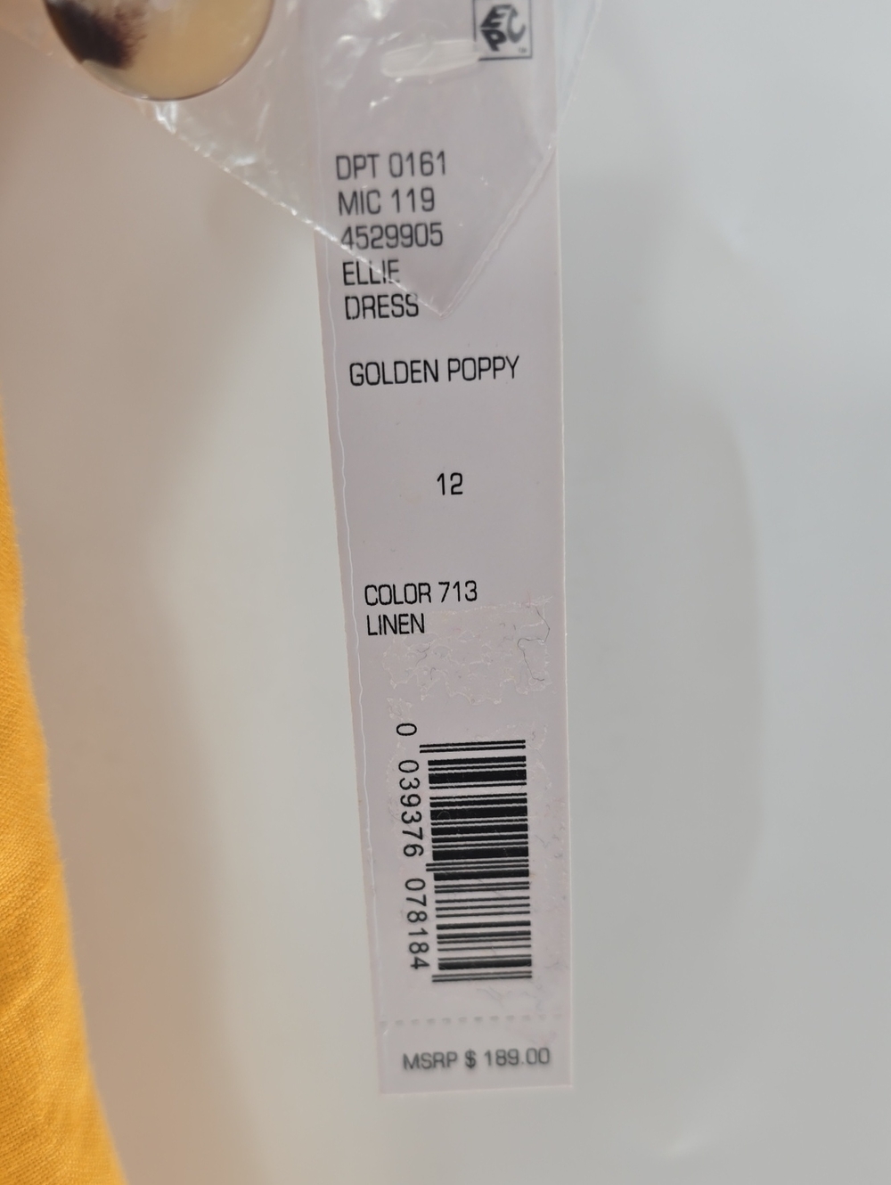 ANTONIO MELANI Linen Mustard Yellow Button-Front V-Neck Midi Dress - Picture 3 of 7